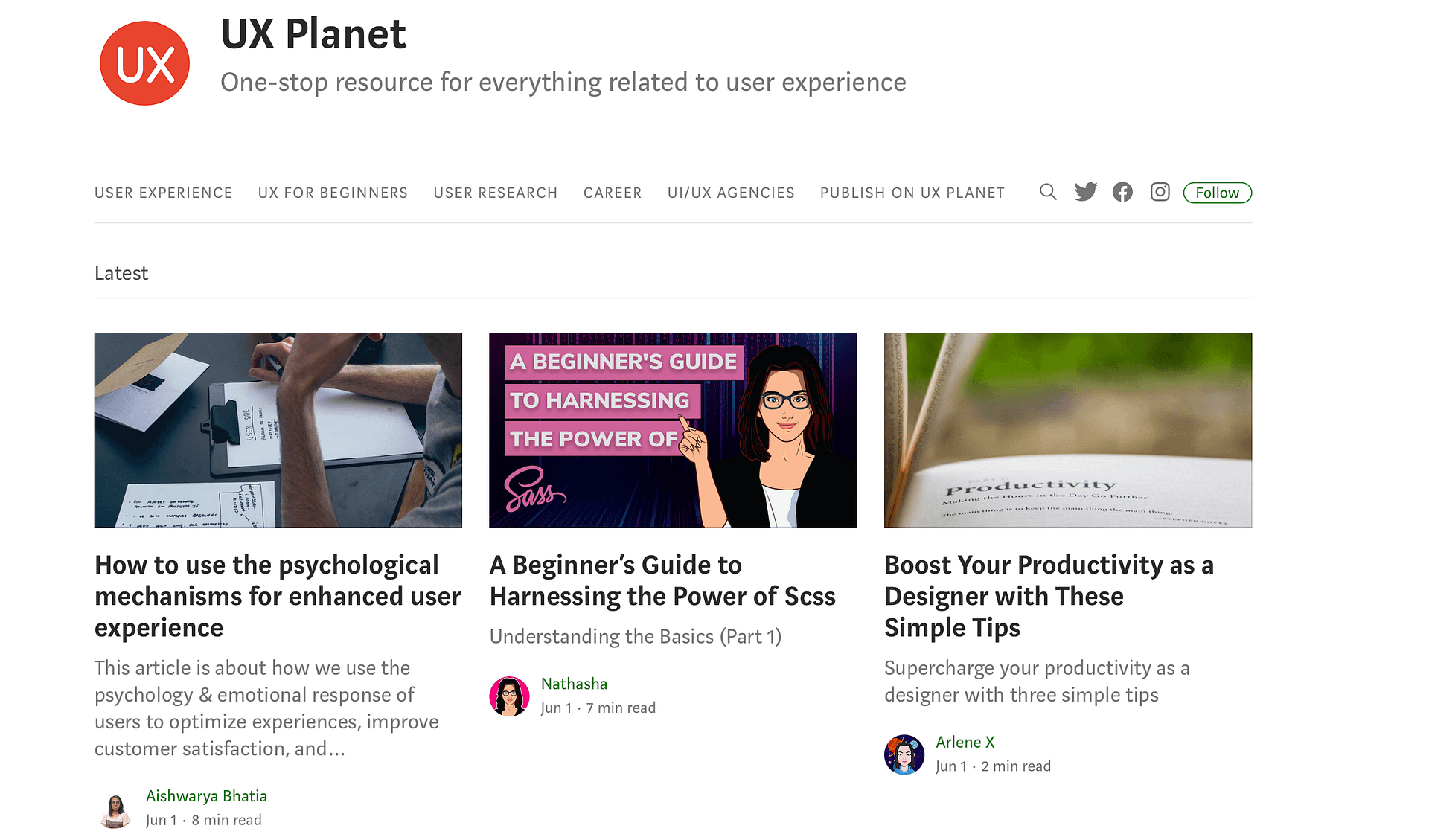 UX Planet is a great example of an UX blog.