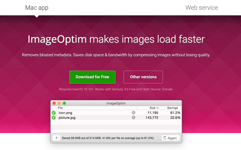 Remove EXIF data with ImageOptim