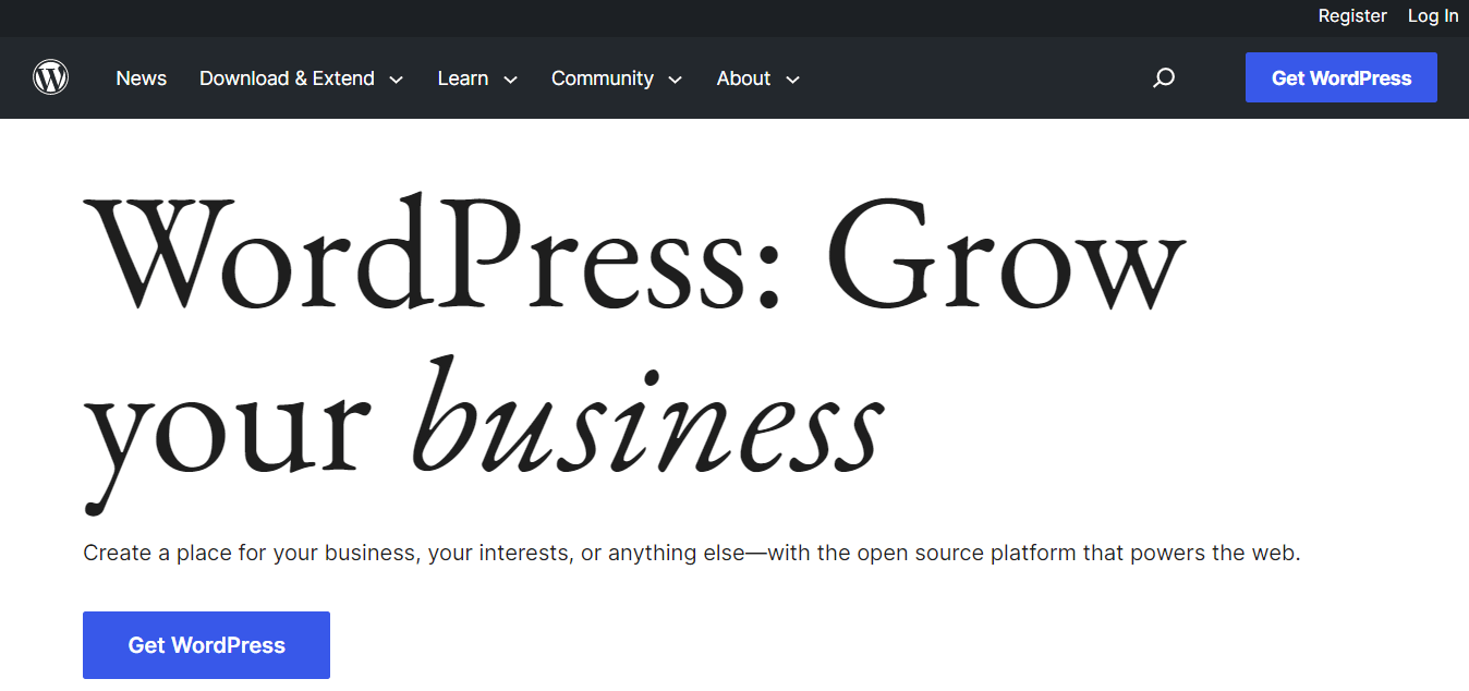 The WordPress software, an ideal platform for blogging for small businesses. 