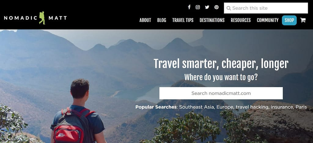 Nomadic Blog is one of the most popular travel blogs that make money. 
