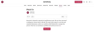 Narratively pitch page for article submissions.