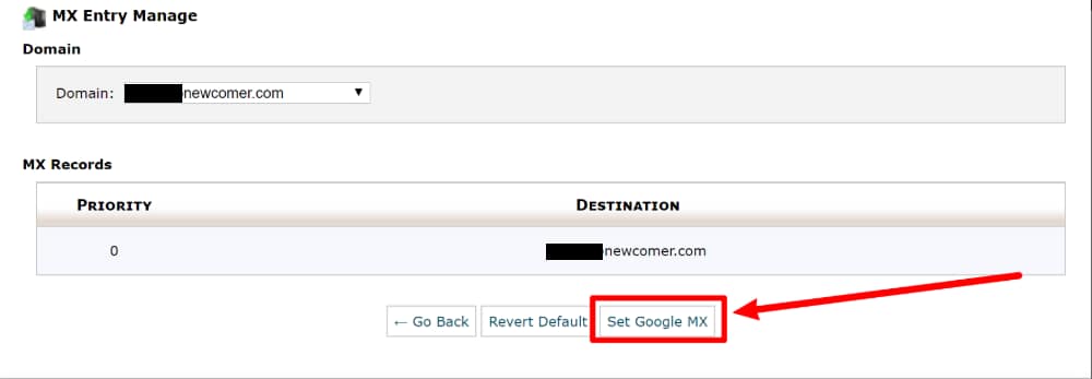 MX record settings for Google Workspace