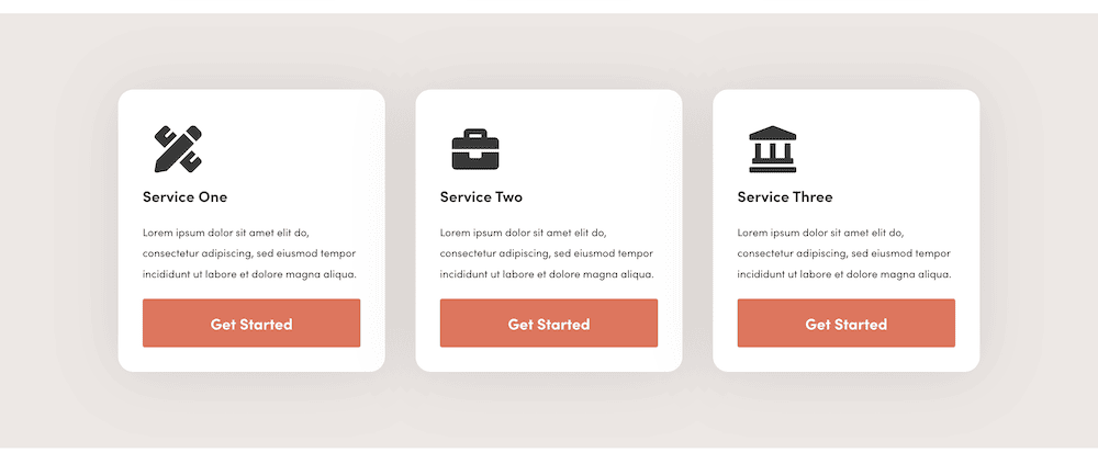 Services Page Design in WordPress: The Otter Blocks Pro Services Block on the front-end of a website.