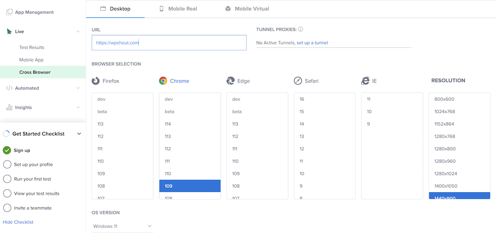 A cross-browser testing tool for a web app - use it to create an ecommerce website with WordPress and test if it looks right.