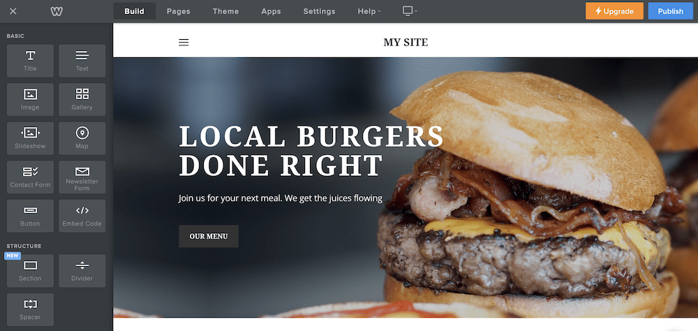 Weebly's visual editor.