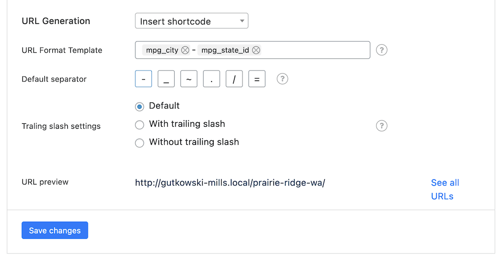 Generating the format for URLs in Multiple Pages Generator.
