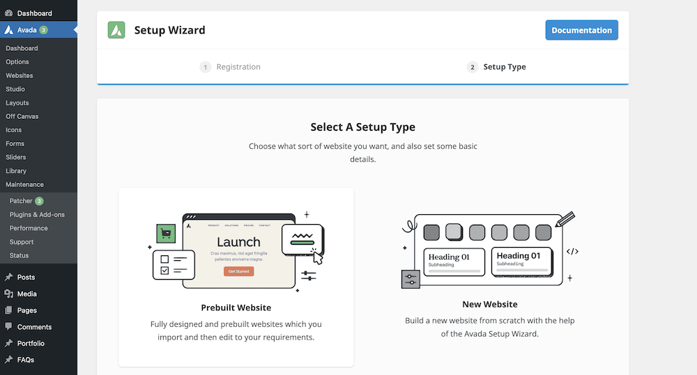 The Avada Setup Wizard