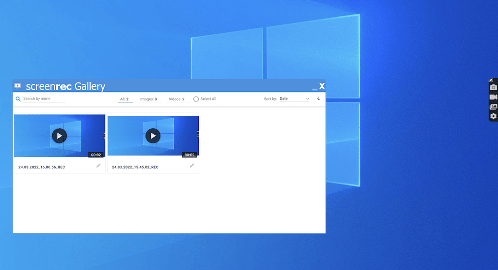The ScreenRec Gallery.