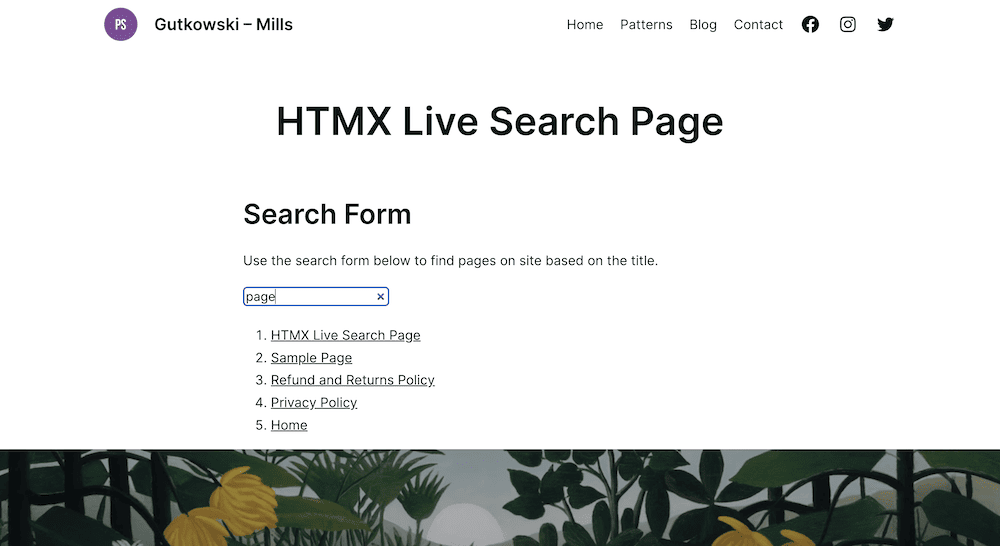 A HTMX form on the front end of a WordPress website.