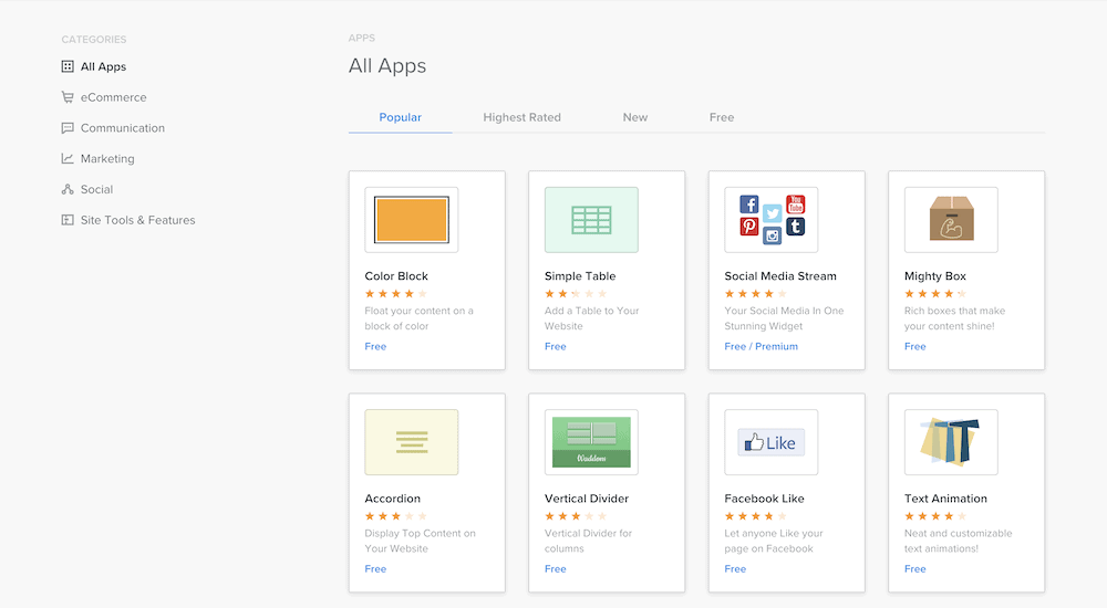 The Weebly App Center.