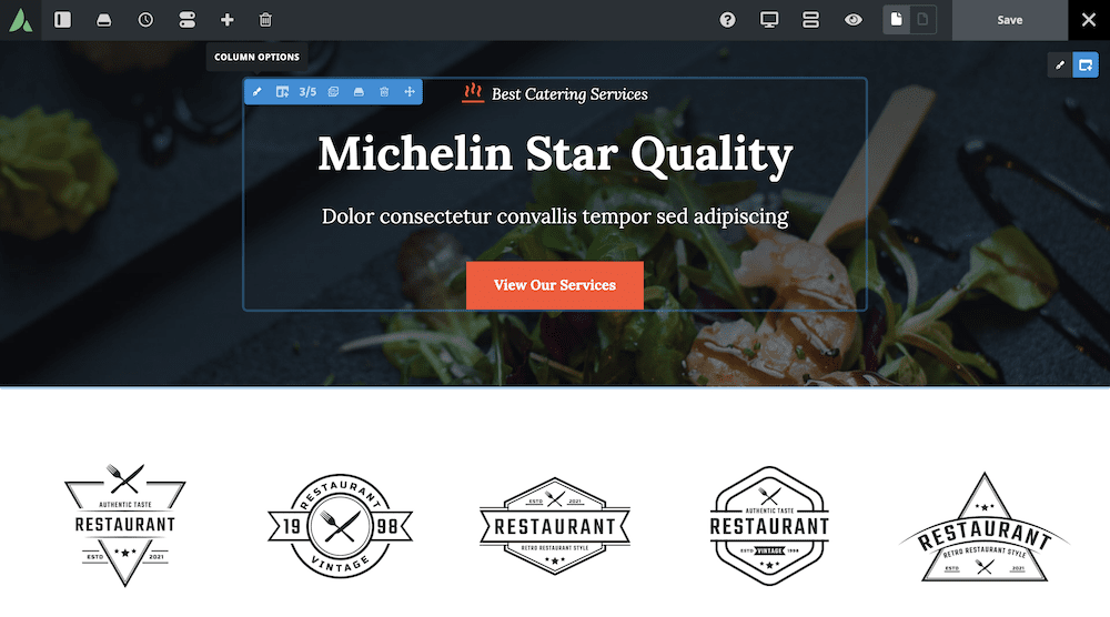 The Avada Live editor.