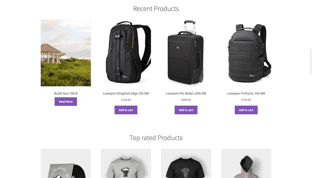 The Storefront theme front end.