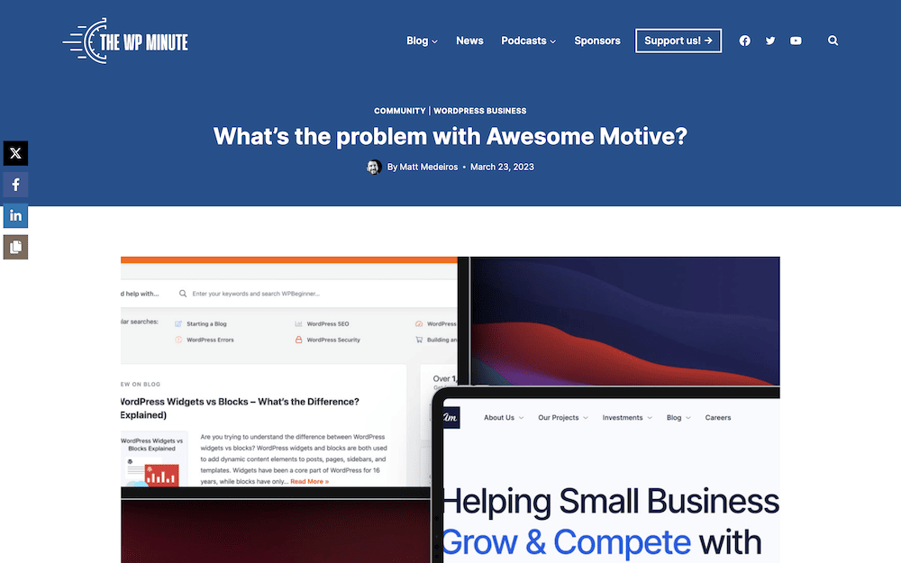 The WP Minute's post on Awesome Motive's business practices.