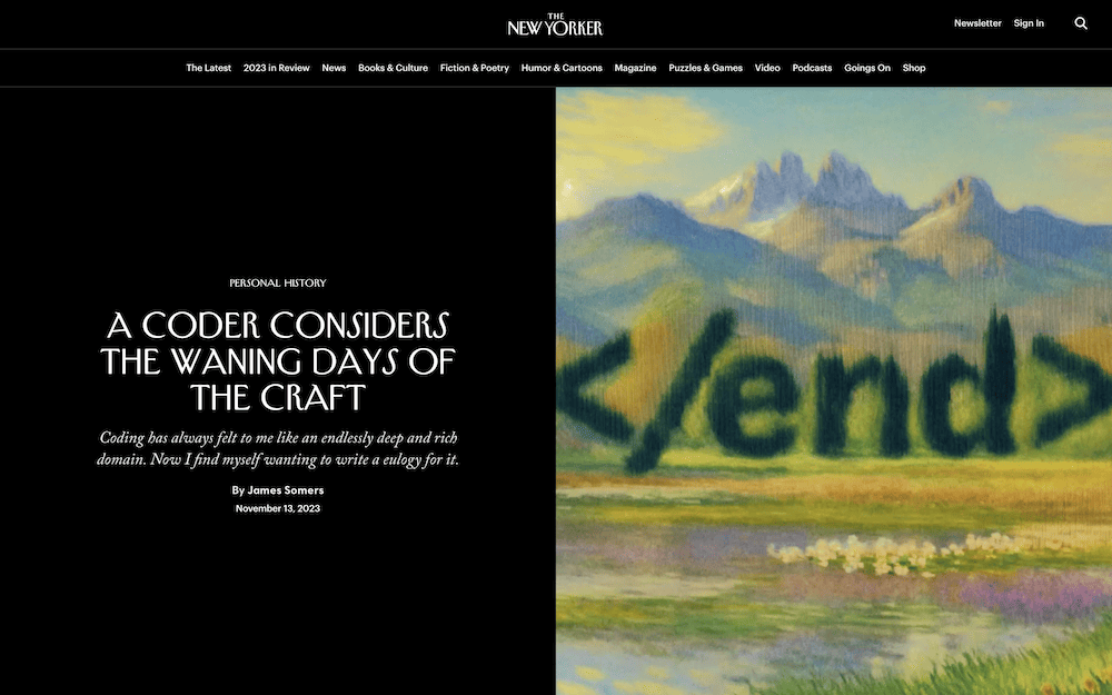 The New Yorker's post on coding's future.