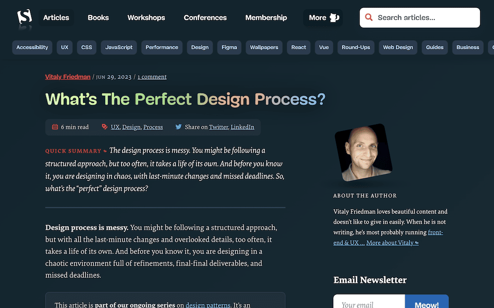 Smashing Magazine's Perfect Design Process post.
