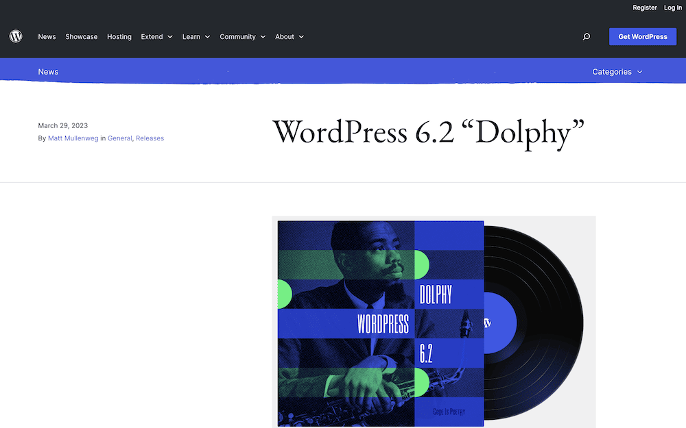 The WordPress 6.2 announcement post.