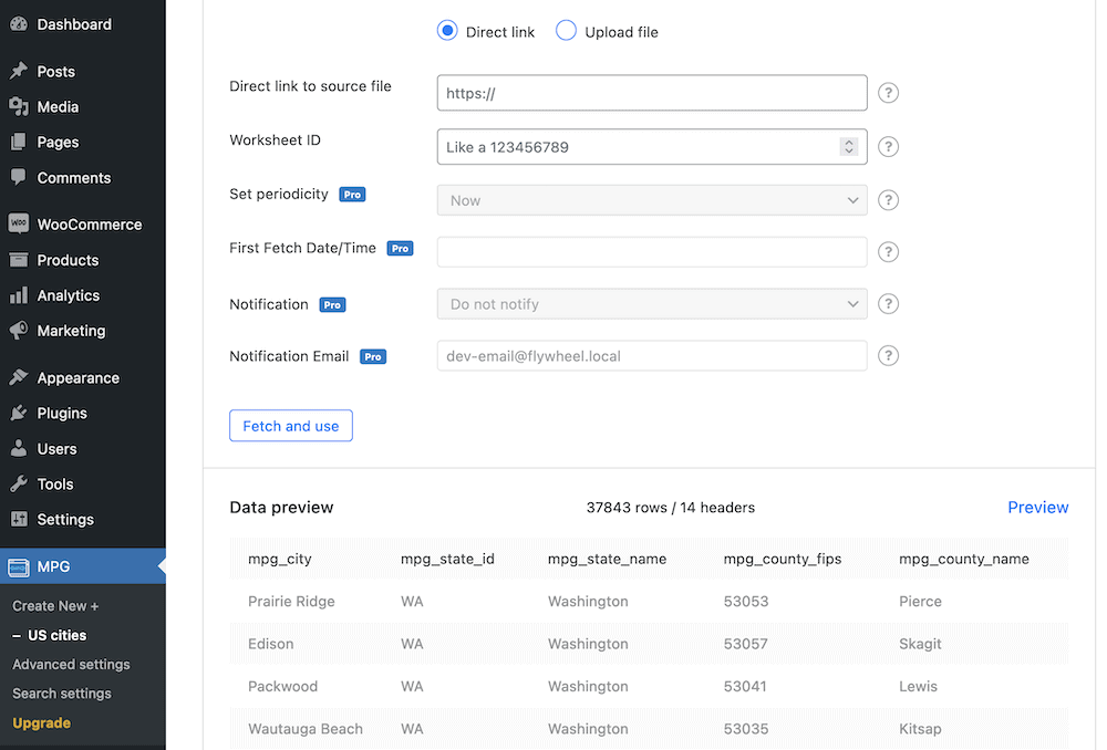 Choosing a source for WordPress page generator.