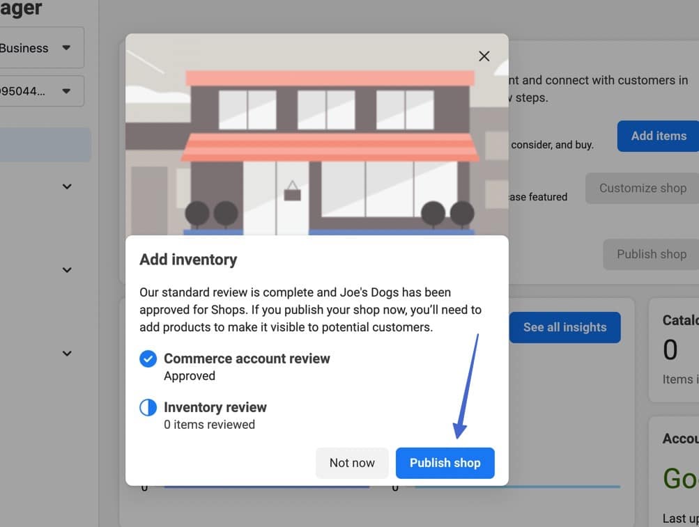 how to sell on Facebook and publish the store
