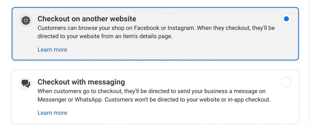 checkout on another website