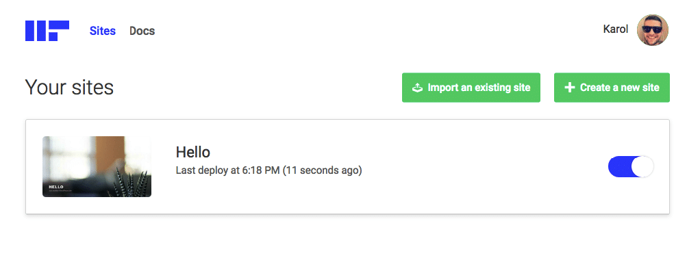 HardyPress dashboard.