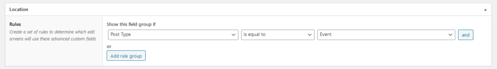 Custom field location setting.