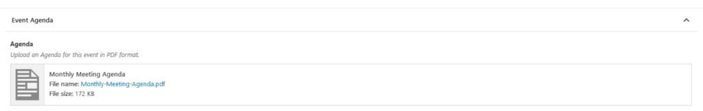 Agenda custom field with a file attached.