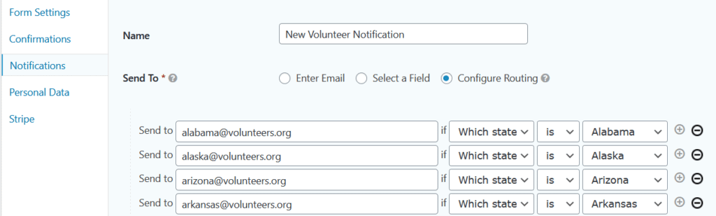 Gravity Forms Notification Conditional Routing