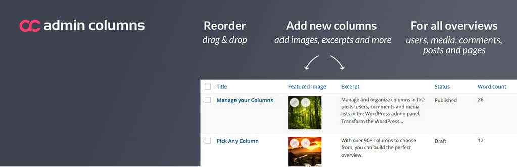 Admin Columns plugin
