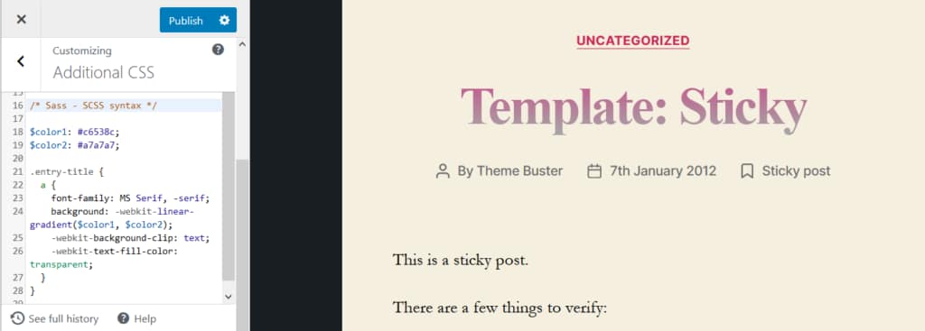 Using Sass with Jetpack in the WordPress Customizer