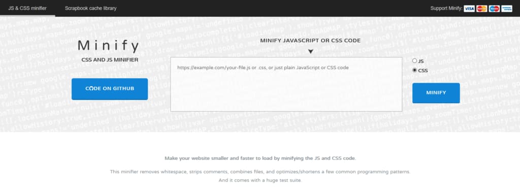 Minify CSS and JS minifier