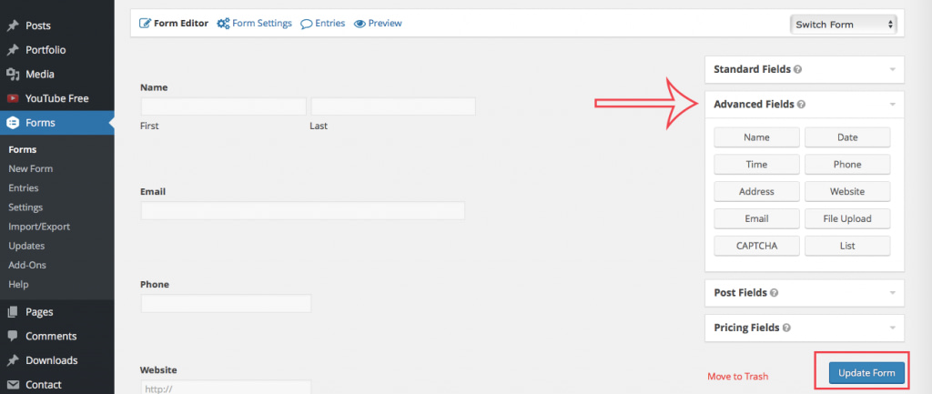 how to add a contact form with gravity forms