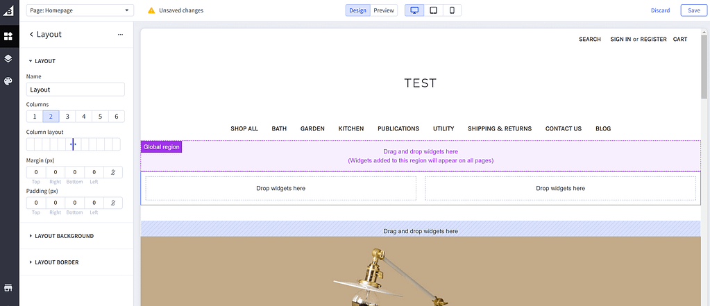 Shopify vs BigCommerce: BigCommerce page builder
