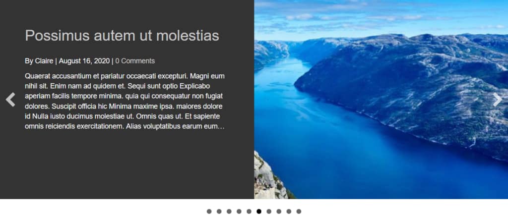 Posts slider module with arrows and dots for navigation