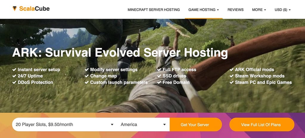 ScalaCube homepage - best free ARK server hosting