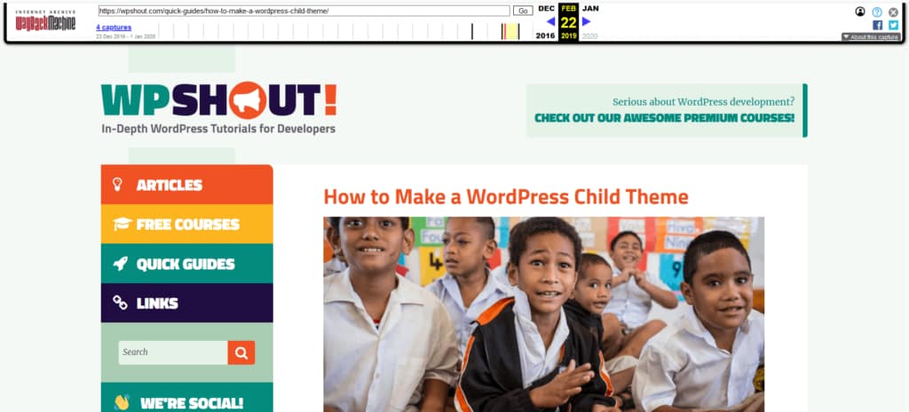 How to make a WordPress child theme post in the Internet Archive