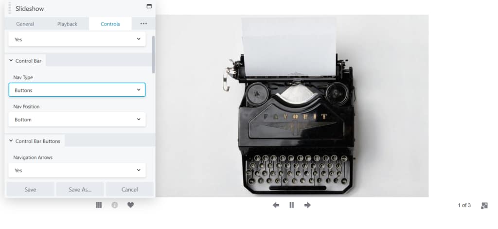 Slideshow module with Control Bar Buttons