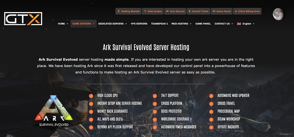 GTX Gaming homepage - best ARK server hosting