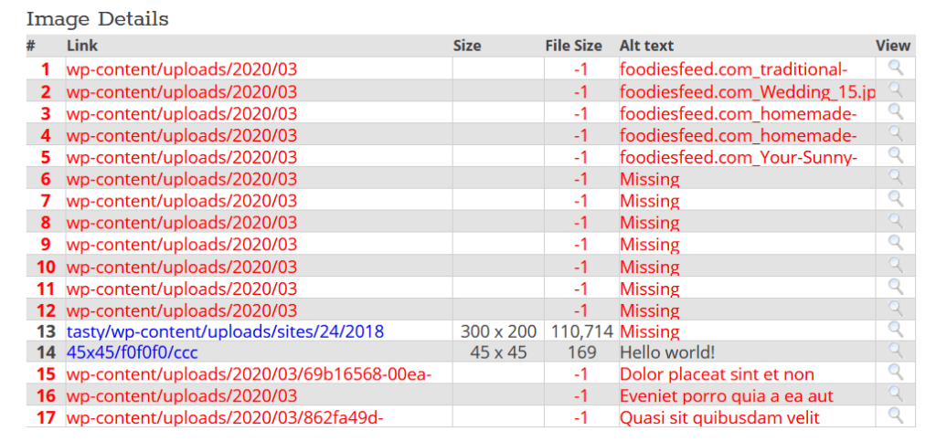 Image and Link Analyzer details