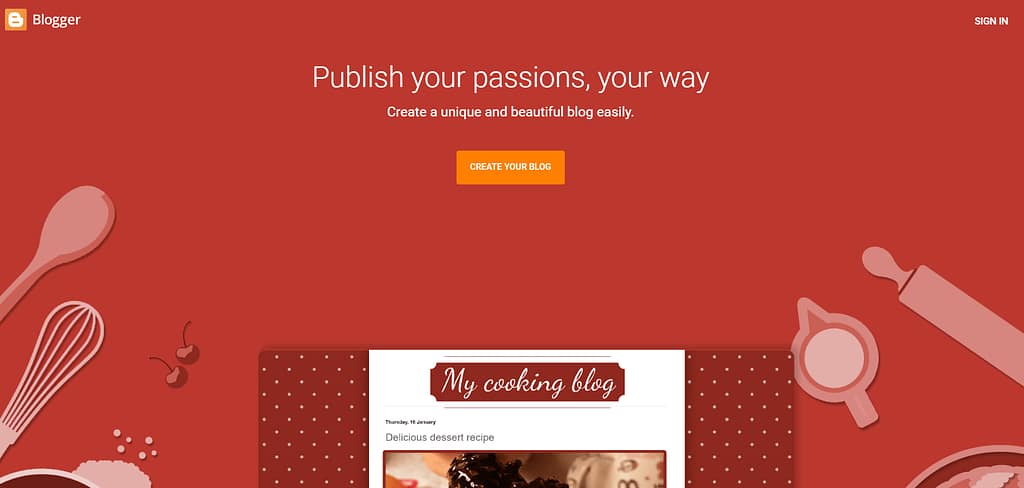 Blogger homepage