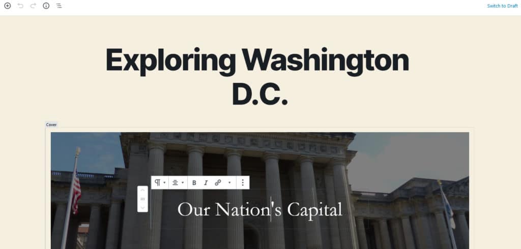 Gutenberg Block Editor Screen