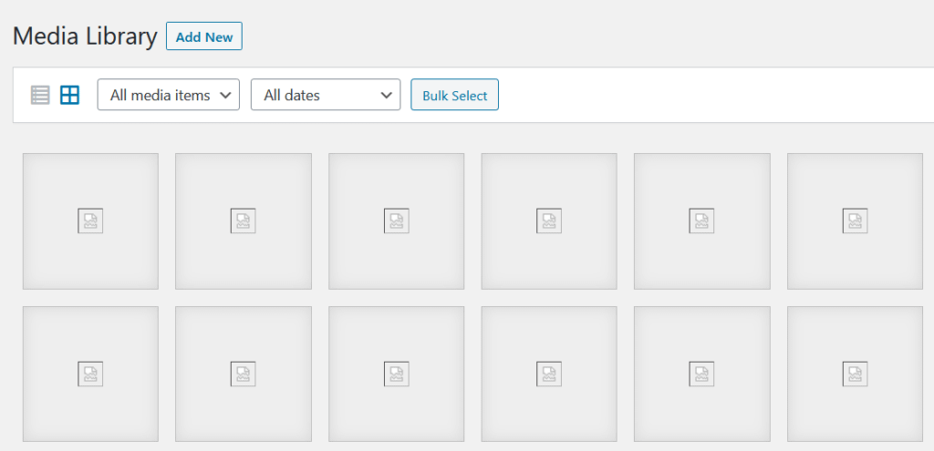 images are broken in the Media Library grid view