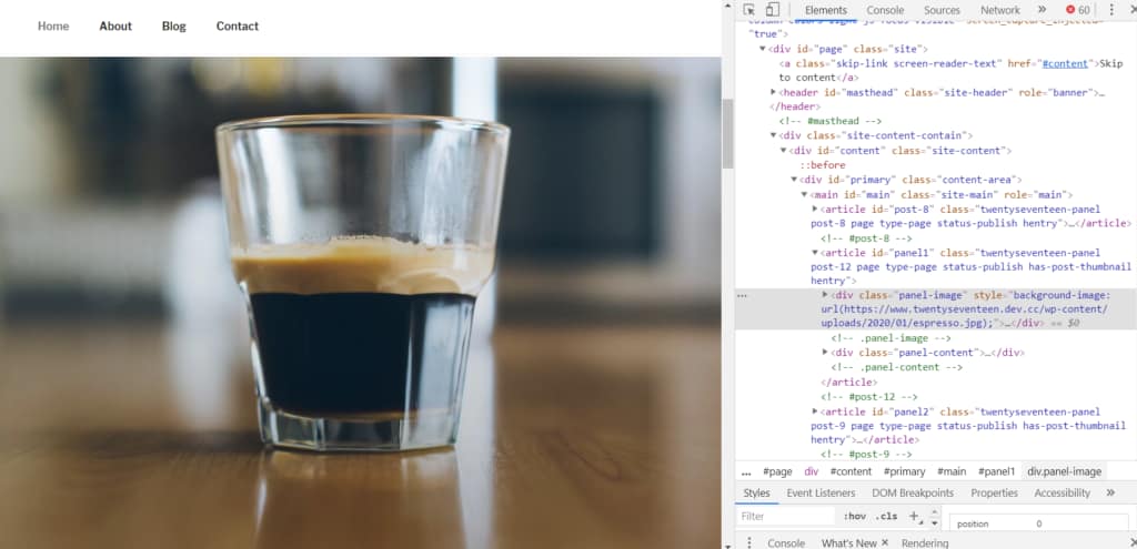 Twenty Seventeen theme background image