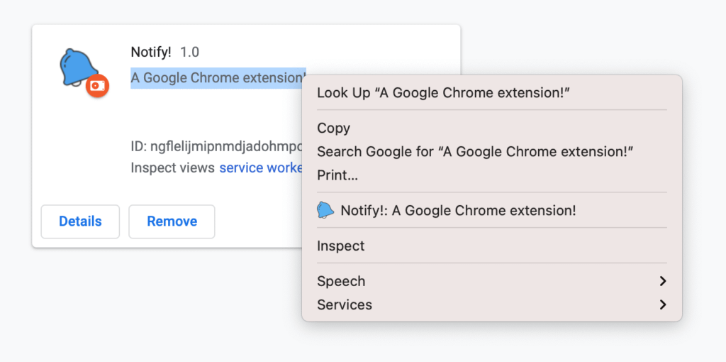 Google Chrome's Context Menu.
