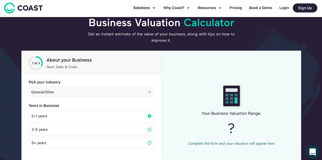 How to sell your small business without a broker: Business Valuation Calculator from Coast