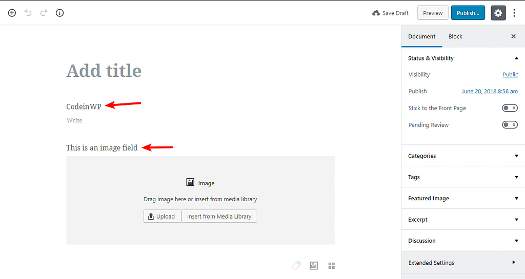 gutenberg custom field example