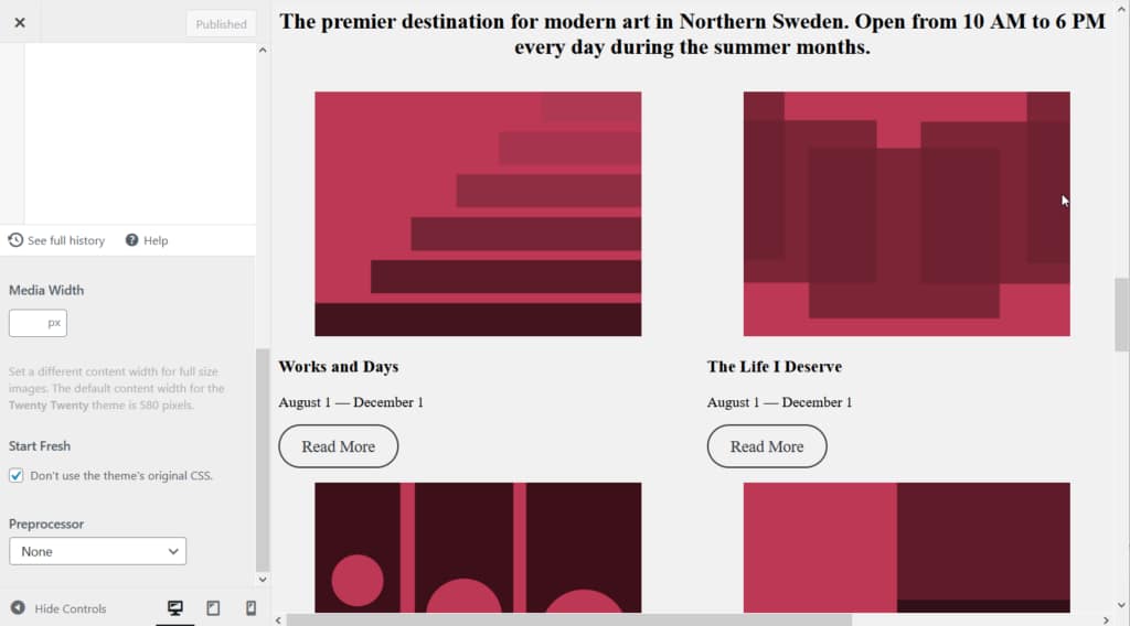 Jetpack's CSS Start Fresh for Twenty Twenty theme