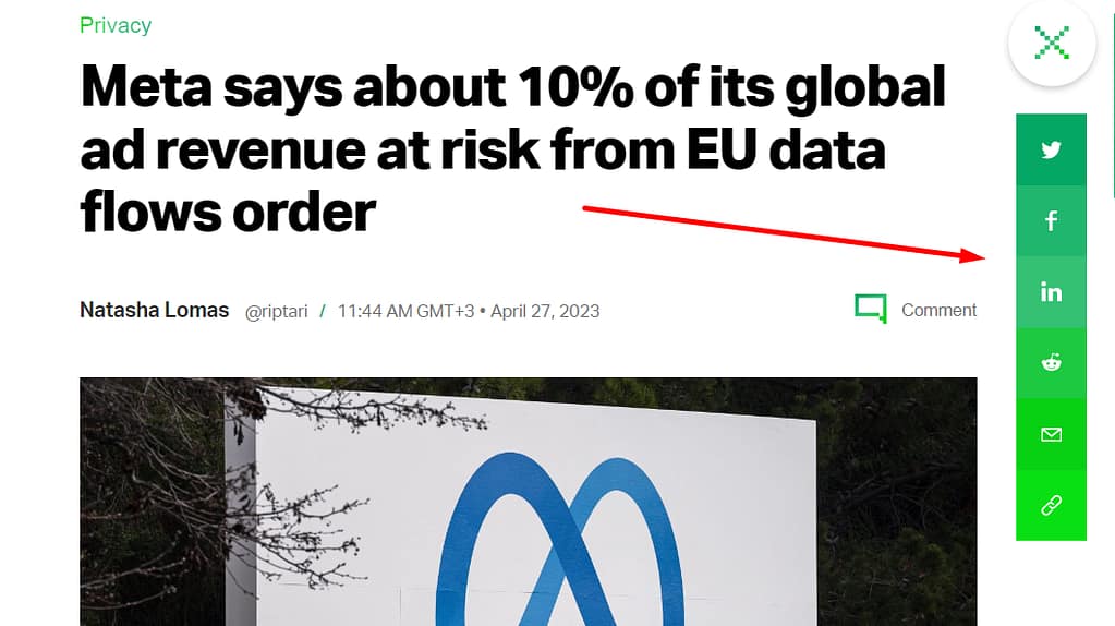 example of where to put social media icons on website