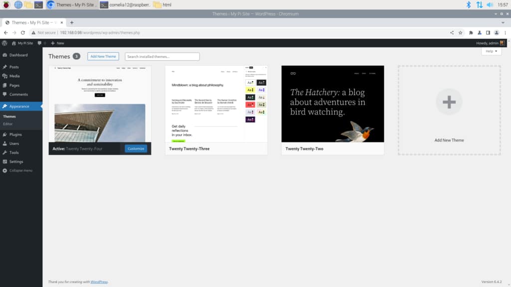 Editing themes after I install WordPress on Raspberry Pi.