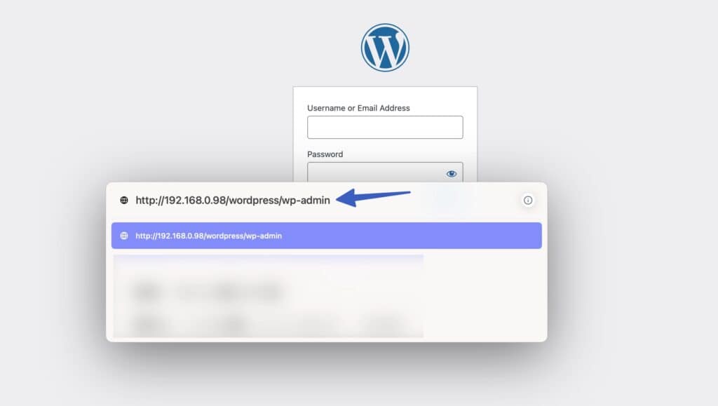 Admin page of local WordPress.