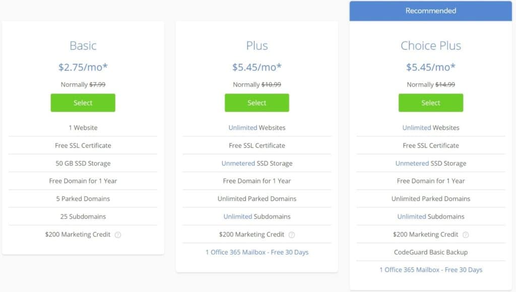 Bluehost Shared Pricing